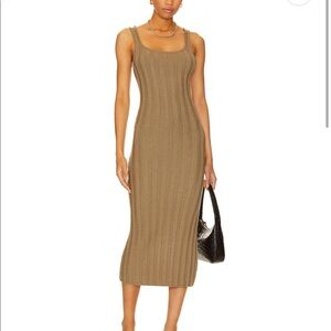 Santos Sweater Midi Dress in Olive Stone